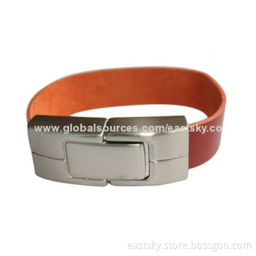 Leather Wristband USB Flash Drive, No Driver Needed, Over Ten Years of Data Retention